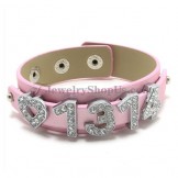 Beautiful Leather Bracelet with Rhinestones