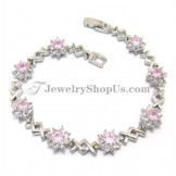 Gorgeous Alloy Bracelet with Pink Zircons