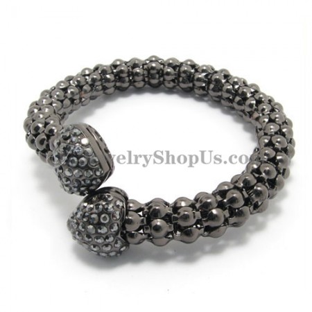 Black Alloy Bracelet with Black Rhinestones