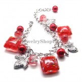 Fashion Alloy Bracelet with Red Synthetic Crystals