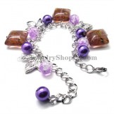 Fashion Alloy Bracelet with Purple Synthetic Crystals