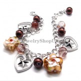 Gorgeous Alloy Bracelet with Coffe Synthetic Crystals