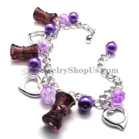 Gorgeous Alloy Bracelet with Purple Synthetic Crystals