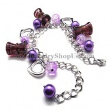 Gorgeous Alloy Bracelet with Purple Synthetic Crystals