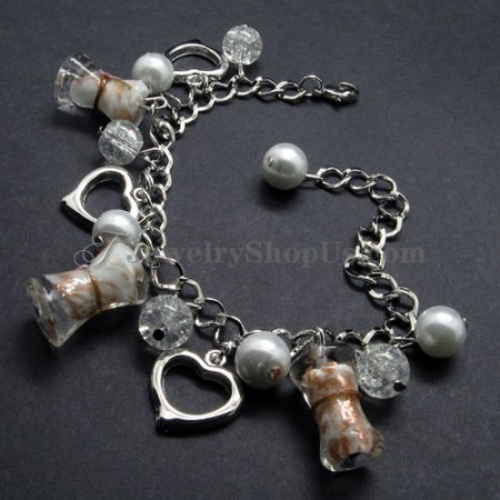 Gorgeous Alloy Bracelet with White Synthetic Crystals