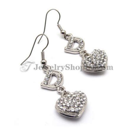 Fashion Heart Shape Alloy Earrings with Rhinestones