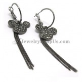 Micky Alloy Rhinestones Earrings with Tassels