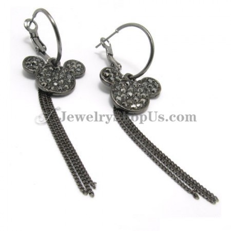 Micky Alloy Rhinestones Earrings with Tassels
