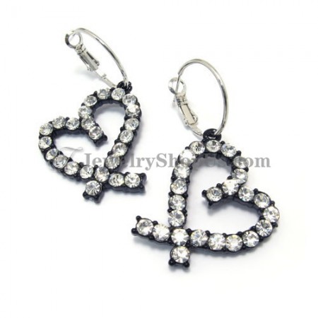 Gorgeous Heart Shape Alloy Earrings with Rhinestones