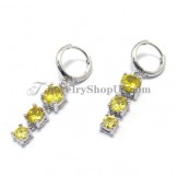 Fashion Alloy Earrings with Yellow Zircons