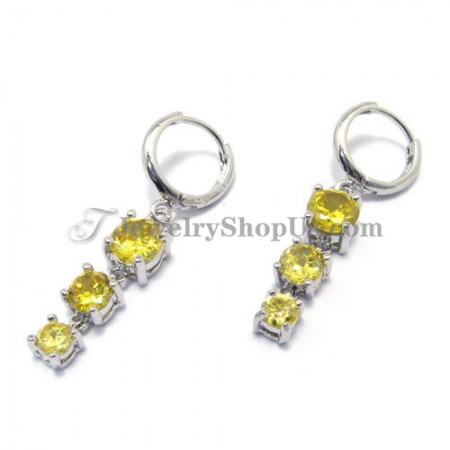 Fashion Alloy Earrings with Yellow Zircons