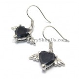 Fashion Heart Alloy Earrings with Black Zircon
