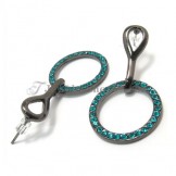 Beautiful Circle Alloy Earrings with Green Rhinestones