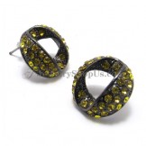 Gorgeous Alloy Earrings with Yellow Rhinestones