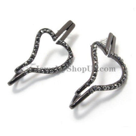 Gorgeous Black Alloy Earrings with Rhinestones