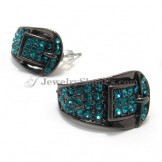 Delicate Alloy Round  Earrings with Green Rhinestones