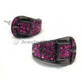 Delicate Alloy Round  Earrings with Red Rhinestones