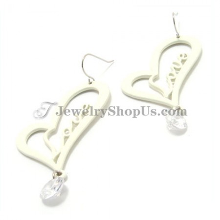 Romance White Heart Shape Earrings with Zircon