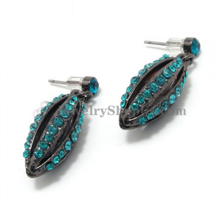 Elegant Alloy Earrings with Green Rhinestones