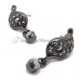 Fashion Alloy Earrings with Black Rhinestones