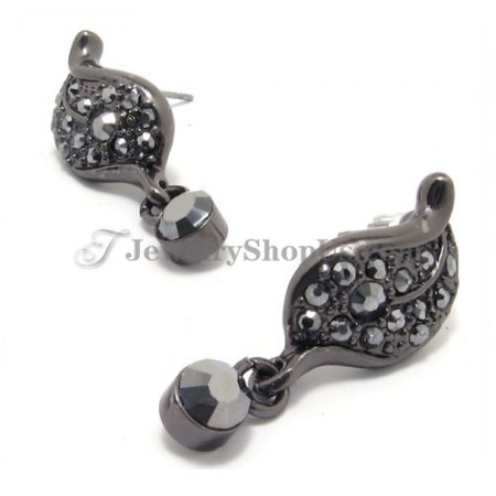 Fashion Alloy Earrings with Black Rhinestones