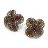 Elegant Alloy Flower Earrings with Colorful Rhinestones