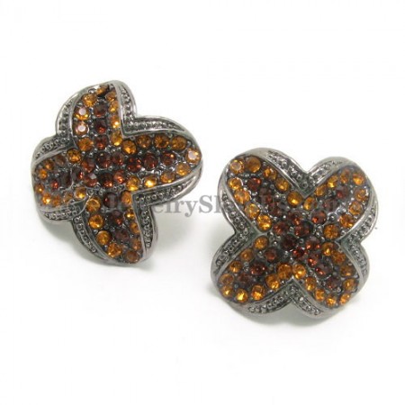 Elegant Alloy Flower Earrings with Colorful Rhinestones