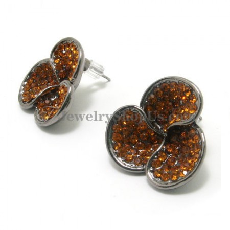 Fashion Alloy Earrings with Brown Rhinestones