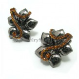 Fashion Alloy Earrings with Brown Rhinestones