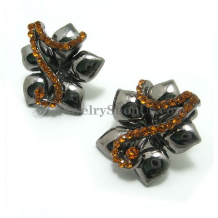 Fashion Alloy Earrings with Brown Rhinestones
