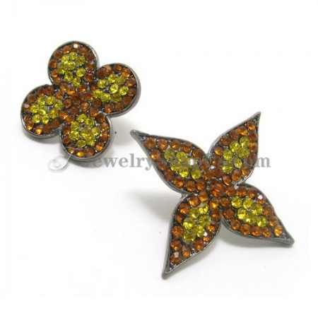 Elegant Alloy Earrings with Brown Rhinestones