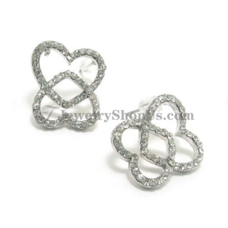 Elegant Hearts Shape Alloy Earrings with Rhinestones