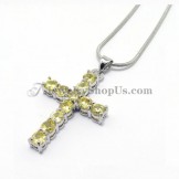 Fashion Cross Alloy Pendant with Yellow Zircons