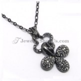 Elegant Lucky Clover Alloy Pendant with Rhinestones