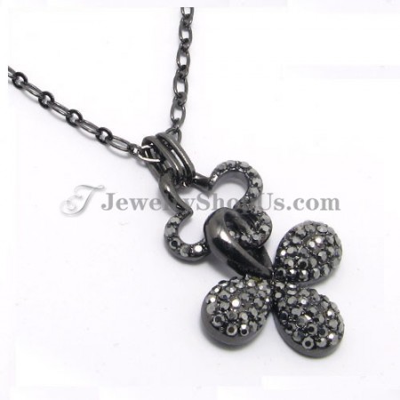 Elegant Lucky Clover Alloy Pendant with Rhinestones