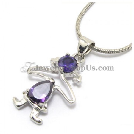 Lovely Little Girl Alloy Pendant with Purple Zircons