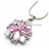 Beautiful Alloy Pendant with Rhinestones and Pink Zircons