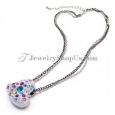 Elegant Heart Shape Alloy Pendant with Colorful Rhinestones