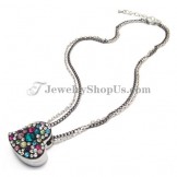 Colorful Heart Shape Rhinestones Alloy Pendant