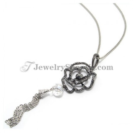 Black Rose Alloy Pendant with Rhinestones