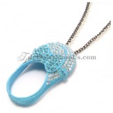 Elegant Sky Blue Shoes Alloy Pendant with Rhinestones 