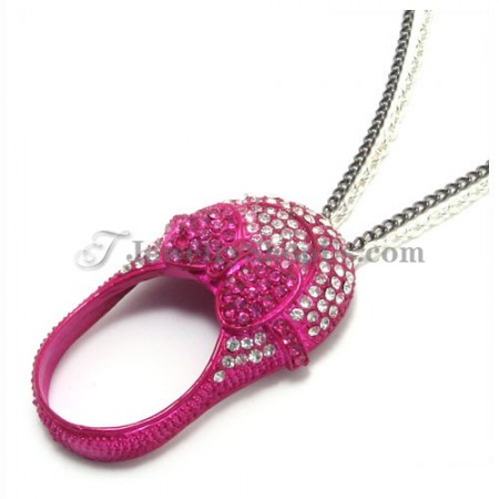 Elegant Red Shoes Alloy Pendant with Rhinestones