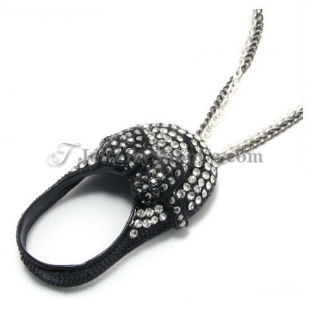 Elegant Black Shoes Alloy Pendant with Rhinestones
