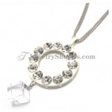 Elegant Circle Alloy Pendant with Rhinestones and Zircon