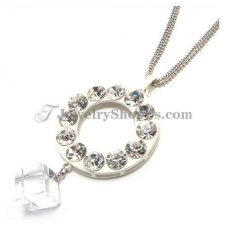 Elegant Circle Alloy Pendant with Rhinestones and Zircon