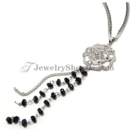 Elegant Rose Alloy Pendant with Rhinestones and Zircons