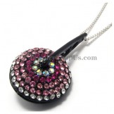 Gorgeous Black Alloy Pendant with Colorful Rhinestones