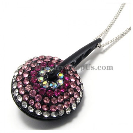 Gorgeous Black Alloy Pendant with Colorful Rhinestones