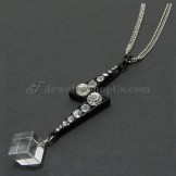 Lightning Shape Black Alloy Pendant with Rhinestones and Zircon
