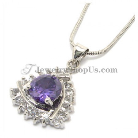 Fashion Alloy Pendant with Rhinestones and Purple Zircon
